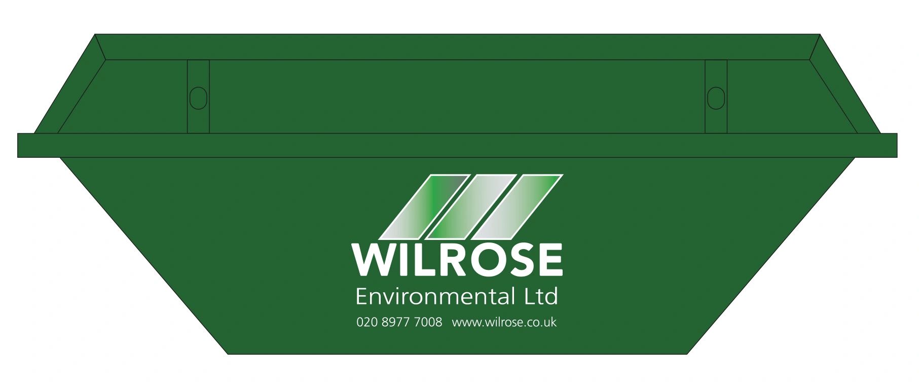 12 yard Wilrose Skip with wilrose logo.