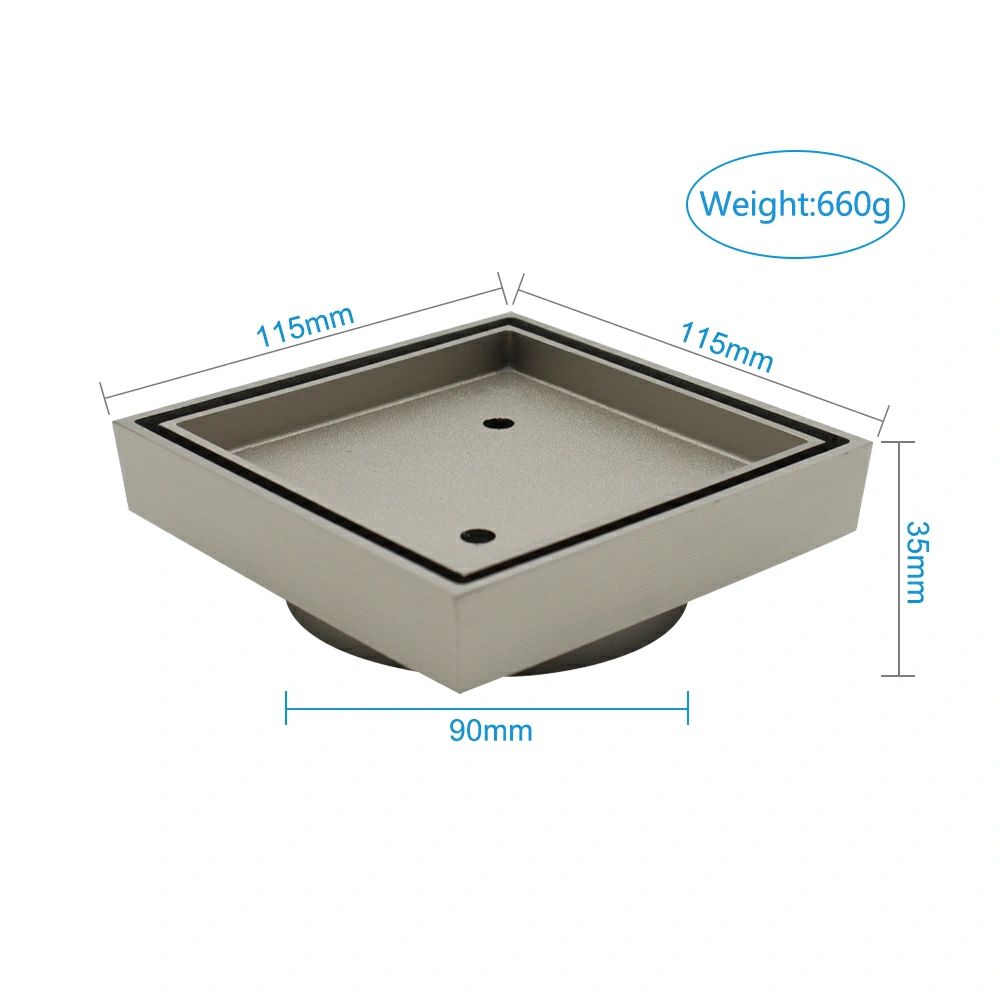 Brass Brushed Nickel Square Tile Insert With 90mm Outlet