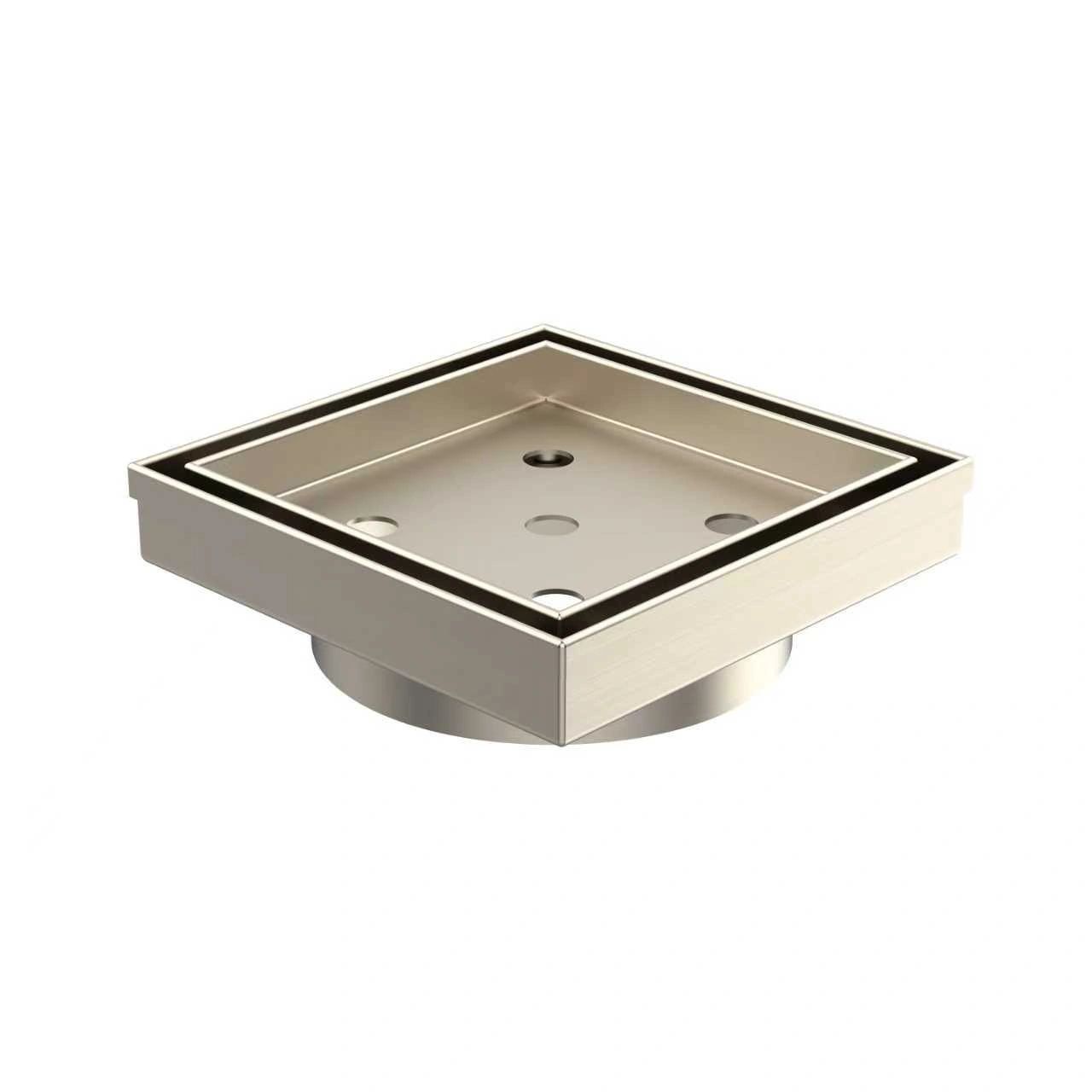 Stainless Steel Brushed Nickel Square Tile Insert With 90mm Outlet