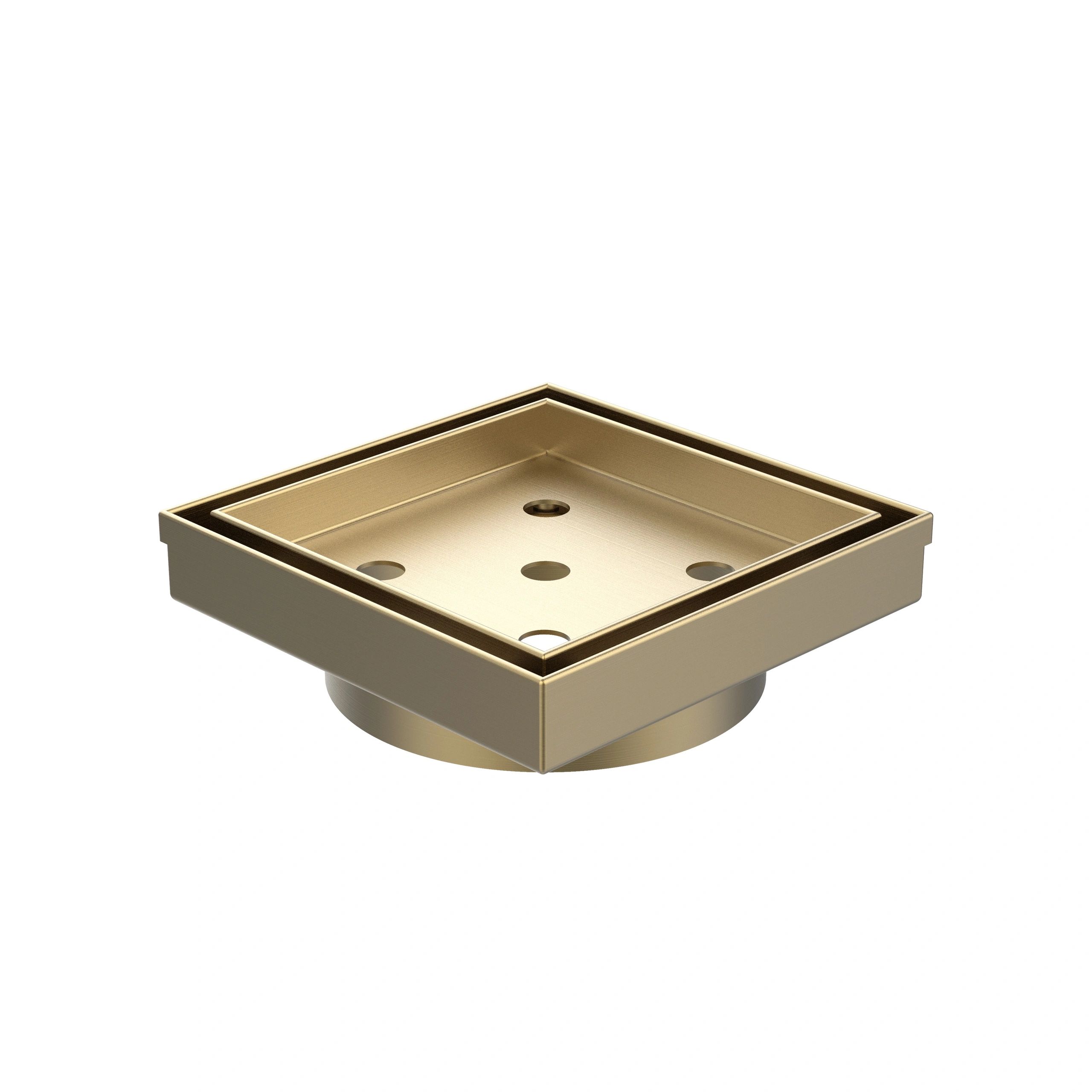 Stainless Steel Brushed Gold Square Tile Insert With 90mm Outlet