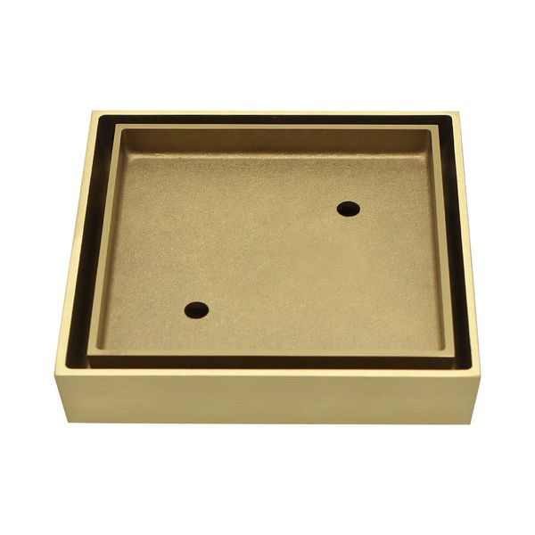 Brass Brushed Gold Square Tile Insert With 90mm Outlet