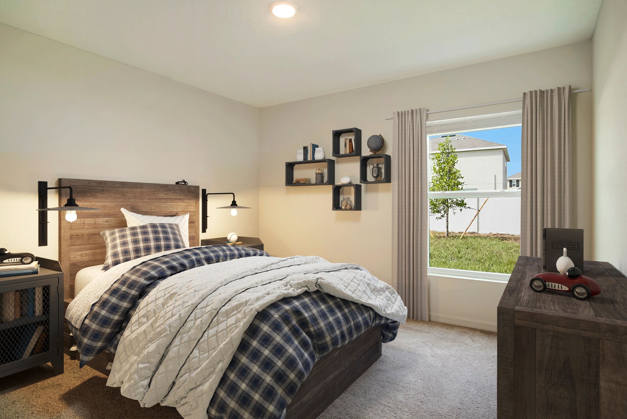 Virtually staged bedroom for a Treasure Coast, Florida real estate listing.