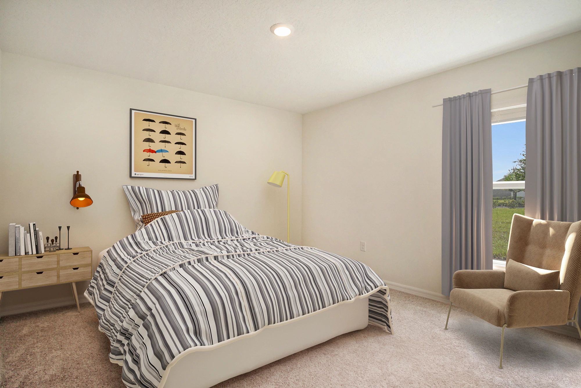 Virtually staged bedroom for a Treasure Coast, Florida real estate listing.