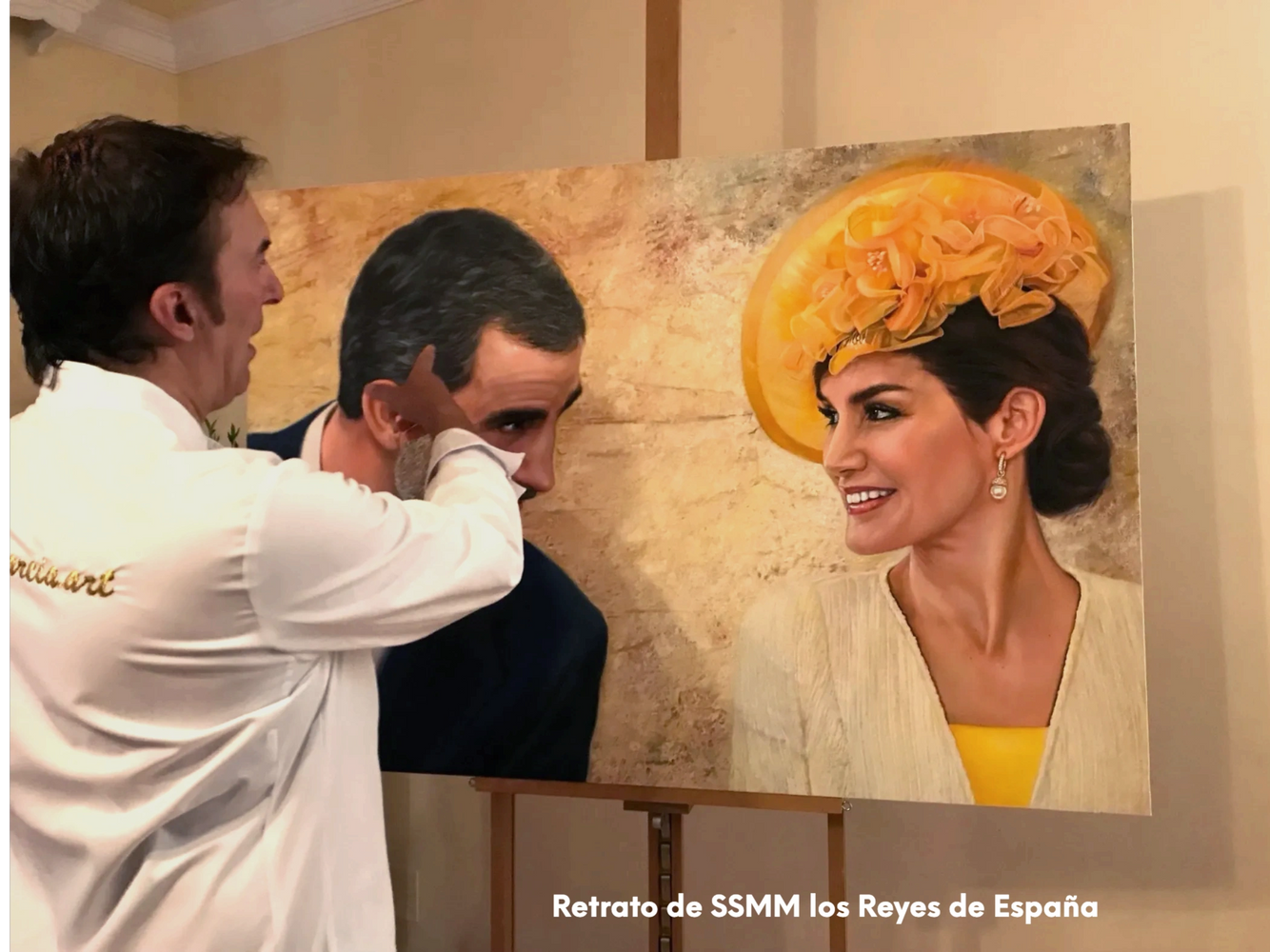 Retrato de sus majestades los Reyes de España pintado por Marcos García.