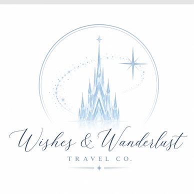 Elegant logo of a travel company featuring a castle and stars.