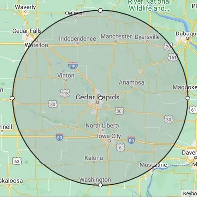 Cedar Rapids Iowa and Surrounding areas.