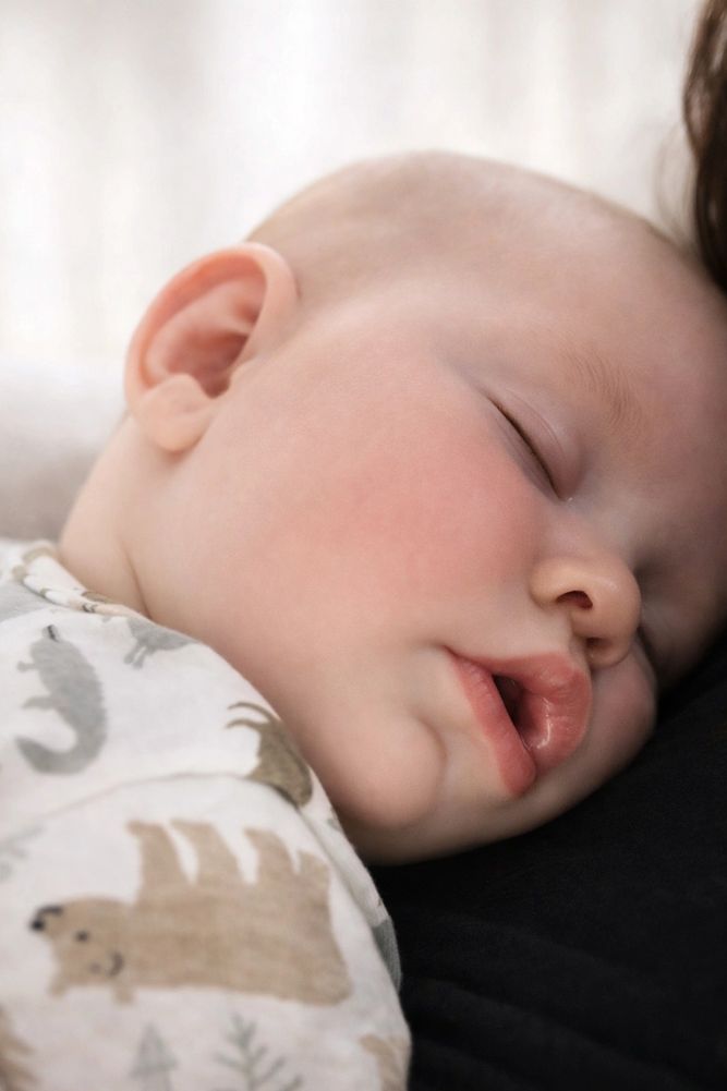 Close-up of a peacefully sleeping baby.