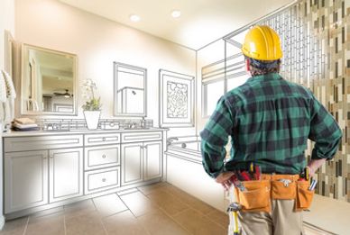 Image of a contractor envisioning a new bathroom
