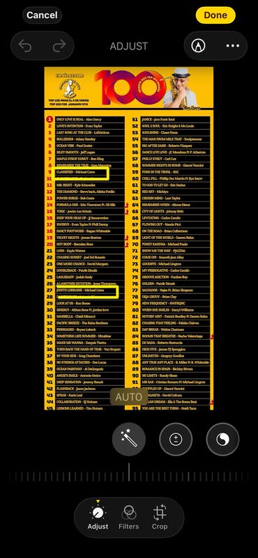 LATAM Smooth jazz club  chart January 5, 2026 MICHAEL CATES with Classified #9, Judith Lorraine # 27