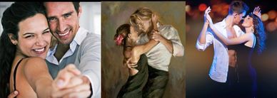 Three images showing couples dancing closely and romantically.