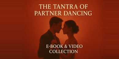 Silhouetted couple dancing intimately, promoting a tantra partner dancing e-book and video.