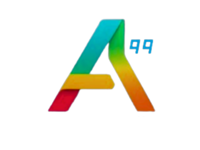 Colorful stylized letter A with '9A' text on black background.