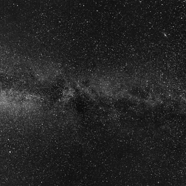Black and white photo of the milky way.