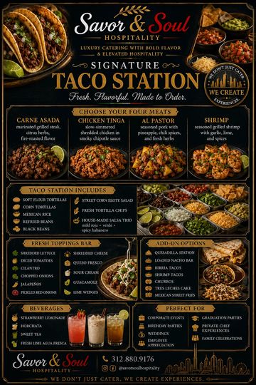 Mexican taco meal kit with four meats and toppings.