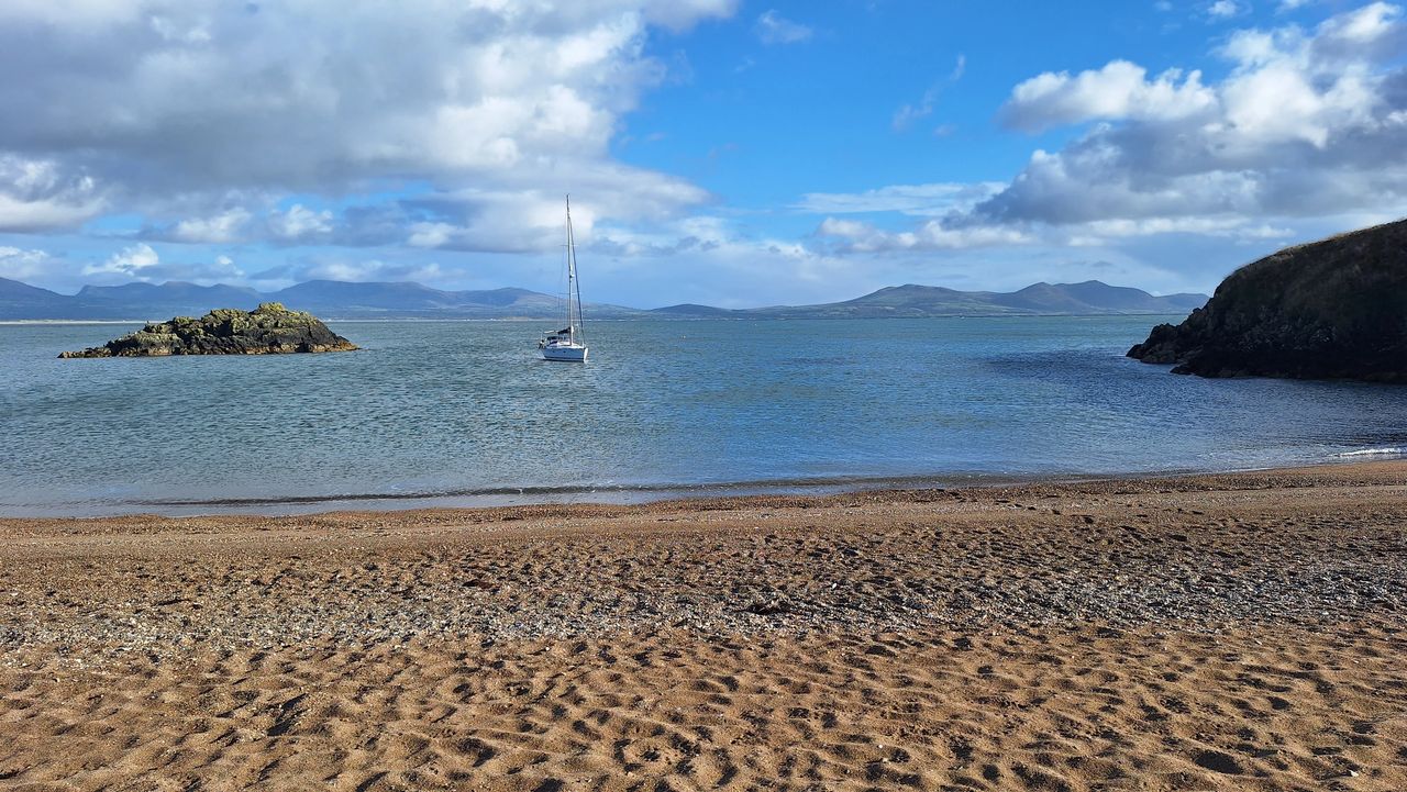 Kimochi on anchor by Llanddwyn island