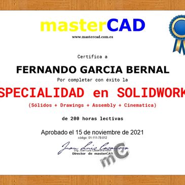 masterCAD y Diplomado y Curso  en SolidWorks tienes una tutor personal y certificaciones oficiales