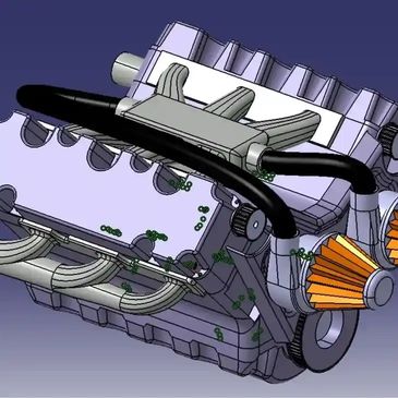 Modelo CAD de un motor en Catia V5 de alumno del curso Catia de masterCAD España.
