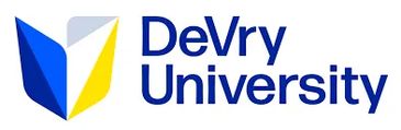 DeVry University logo with blue and yellow design.