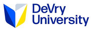 DeVry University logo with blue and yellow design.