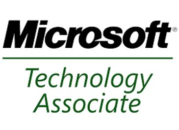 Microsoft Technology Associate logo in black and green text.