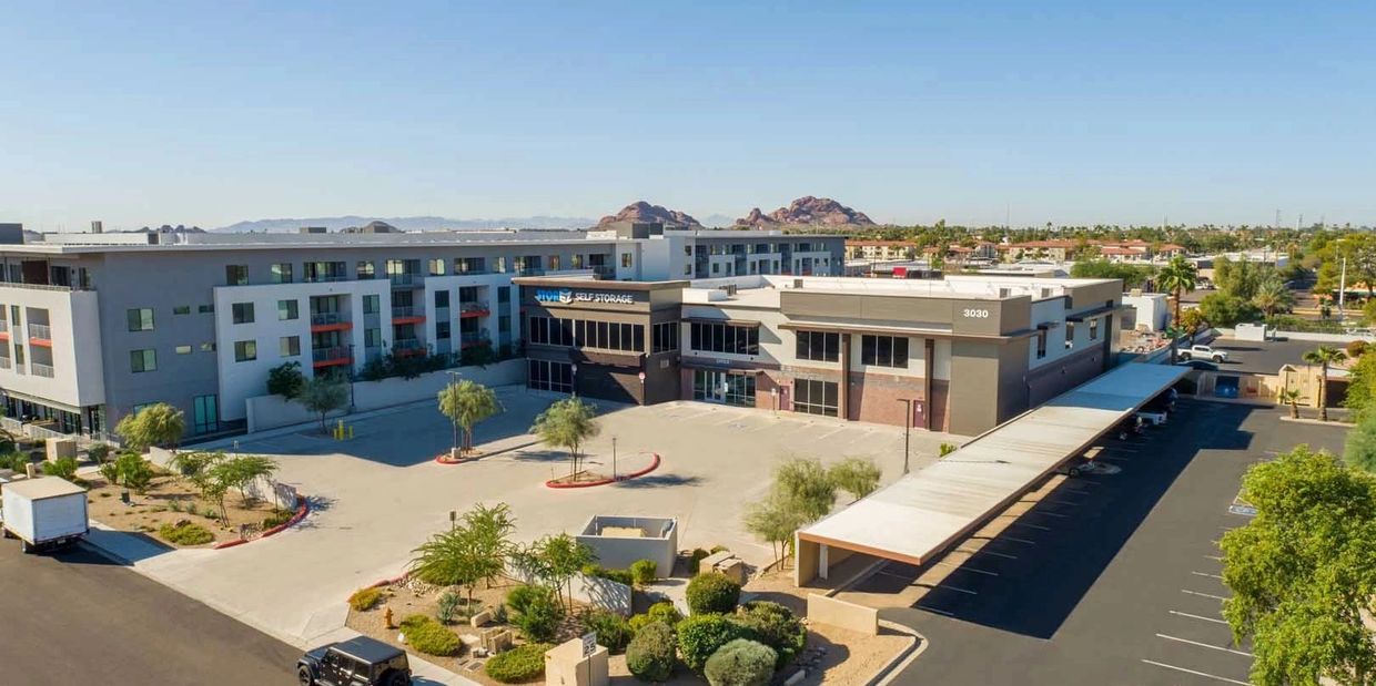 Aerial photo of the StorEZ Self Storage building in Scottsdale, Arizona