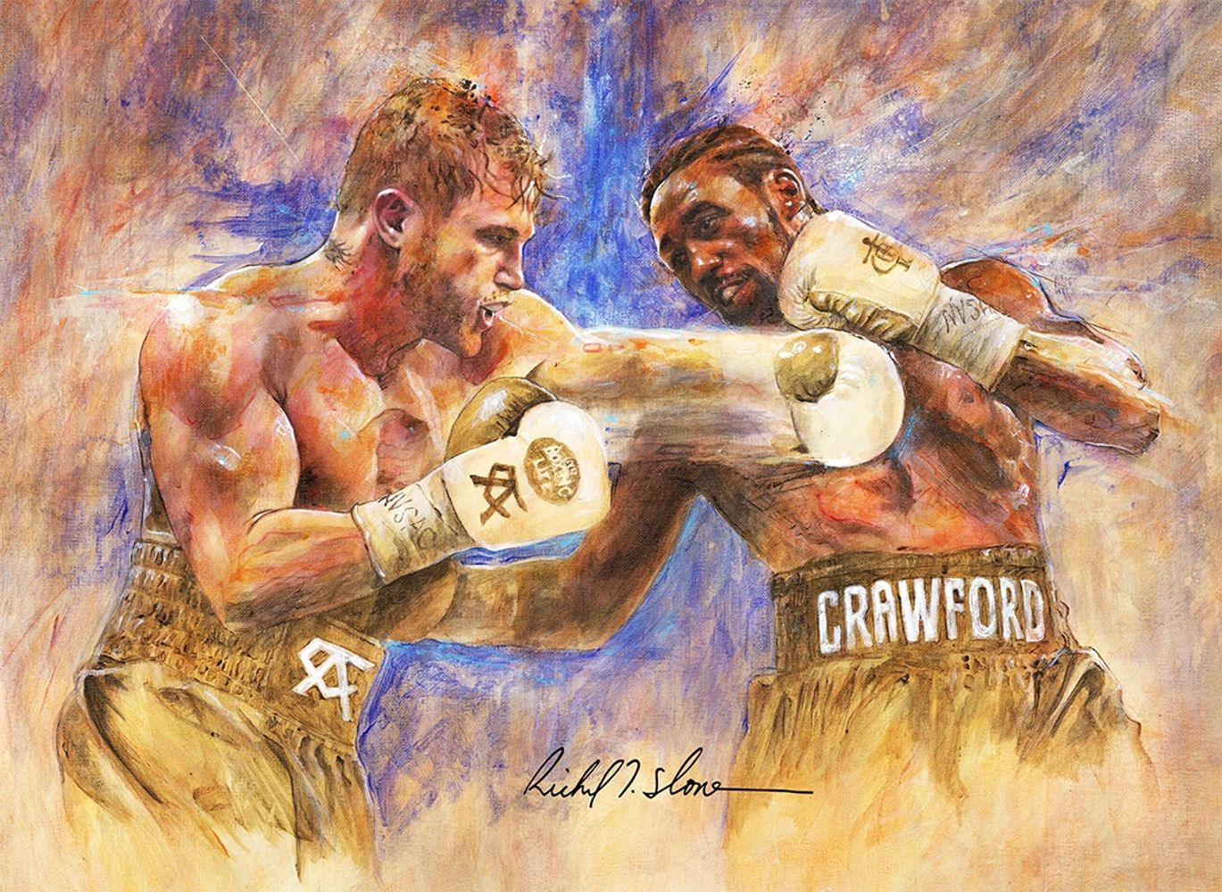 Canelo vs Crawford Acrylic on Canvas painting by Richard T. Slone. 