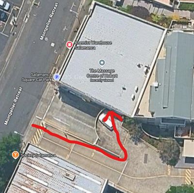 The is the accessibility route, if you don't need it please use the stairs at the front. 