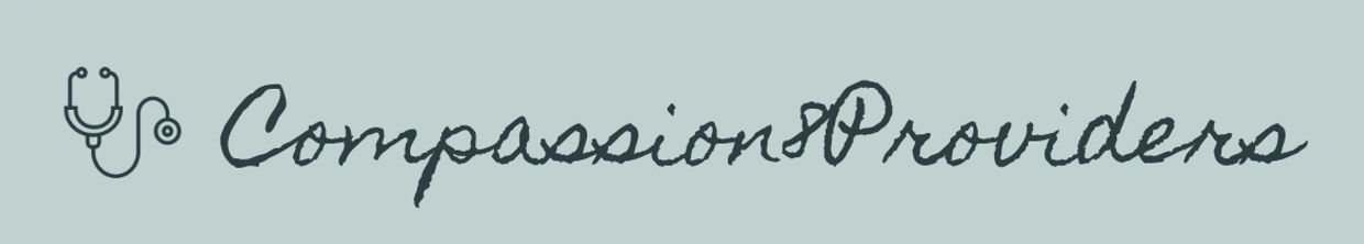 Logo with a stethoscope and text Compassion &amp; Providers.