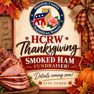 Flyer for HCRW Thanksgiving Smoked Ham Fundraiser with autumn decorations.