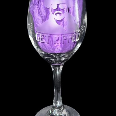 Etched wine glass - tall