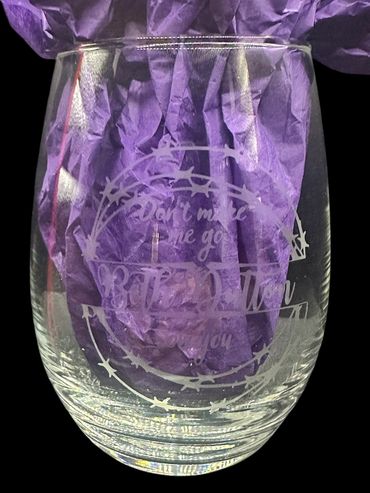 Etched wine glass