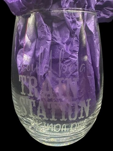 Etched wine glass