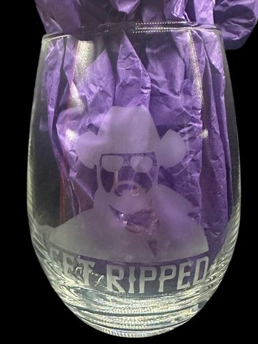 Etched wine glass