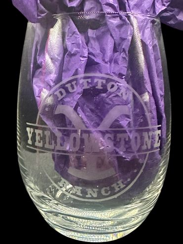 Etched wine glass