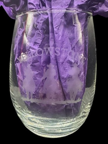 Etched wine glass