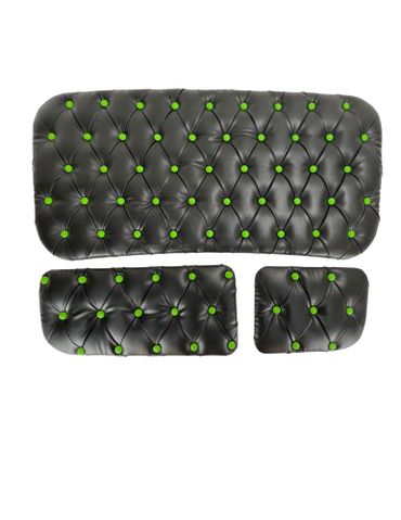 389 Peterbilt button tuck black with green buttons