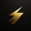 A golden lightning bolt symbol on a black background.