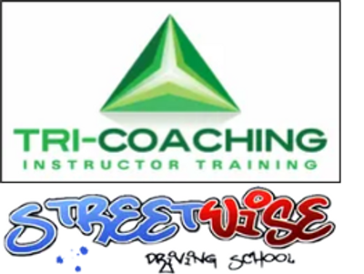 Tri coaching instructor training logo and Streetwise Driving School logo  