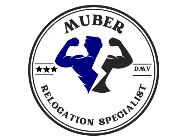 Movers near me, Logo featuring muscular arms and the text 'Muber Relocation Specialist'. Movers in DMV, Realiable Movers, Affordable Movers