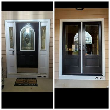 This new door completely changed the look of this customers entry way, inside and out.