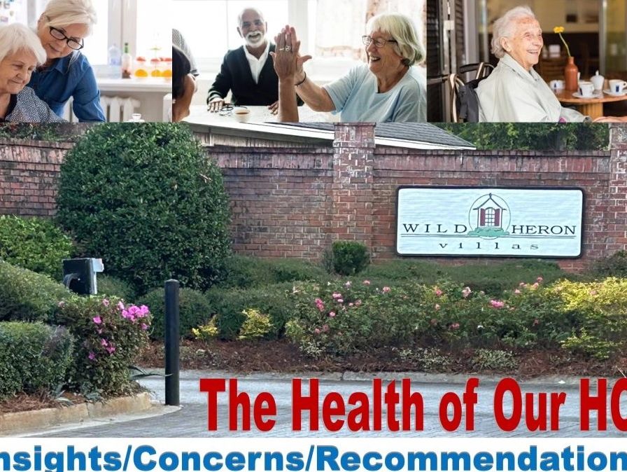 Collage depicting elderly care and the entrance of Wild Heron Villas.
