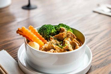 A delicious dish placed in a bowl on a table