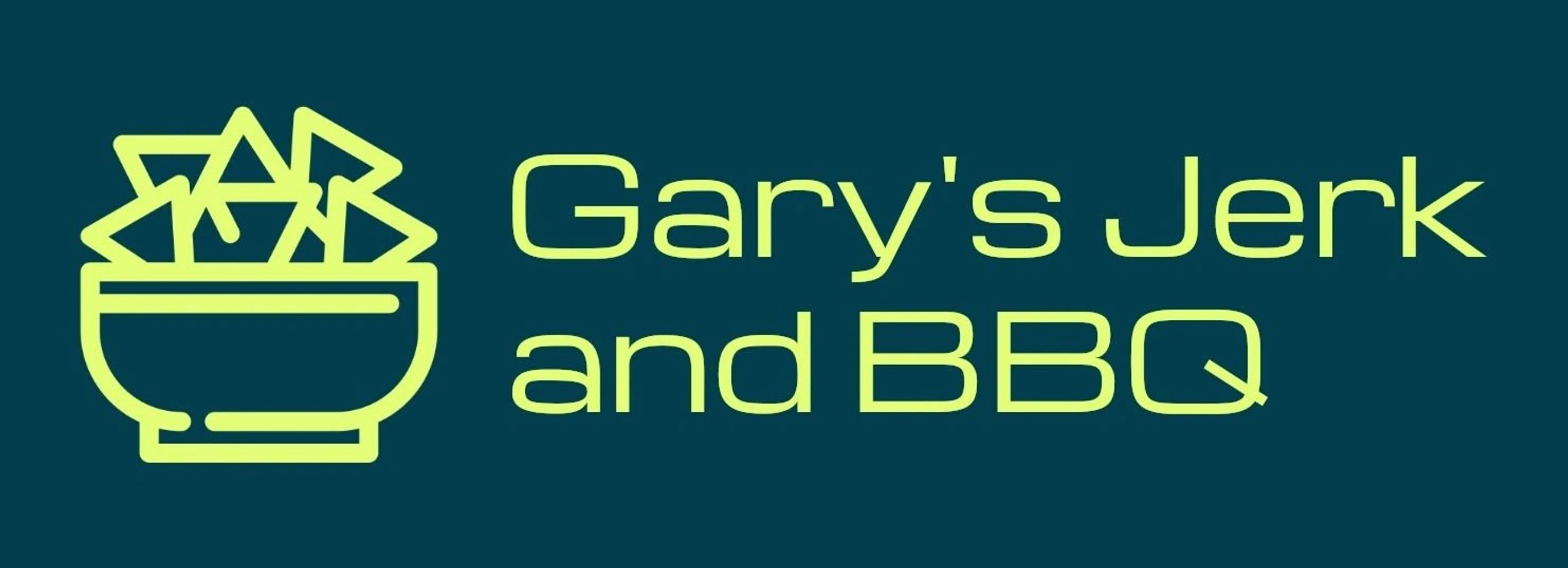 Logo for Gary's Jerk and BBQ with a bowl of food graphic.
