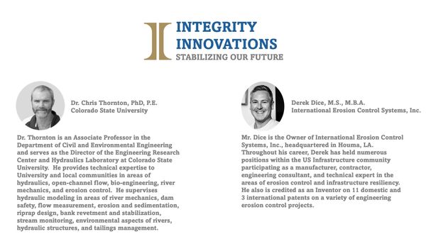 Biographies of Dr. Chris Thornton and Derek Dice with their photos and career highlights.