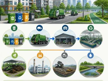 Infographic illustrating the waste management and recycling process.