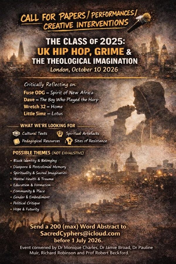 Call for papers on UK Hip Hop, Grime, and theology for The Class of 2025 event in London, Oct 2026.
