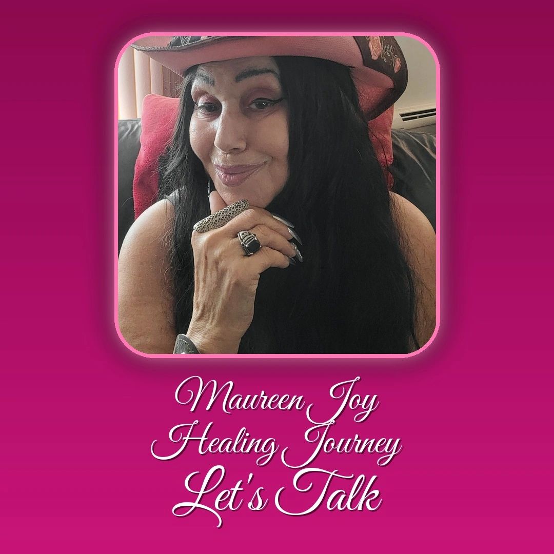 Maureen Joy promoting her healing journey podcast.