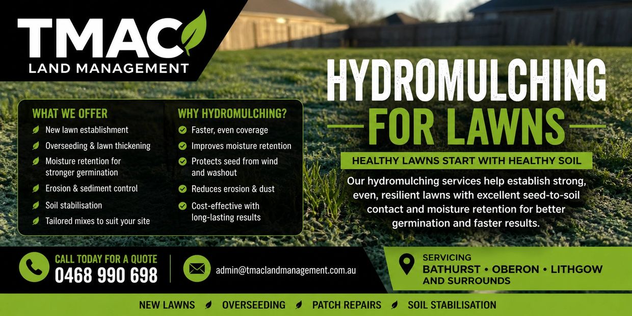 Hydromulching services for lawns with faster coverage and moisture retention.