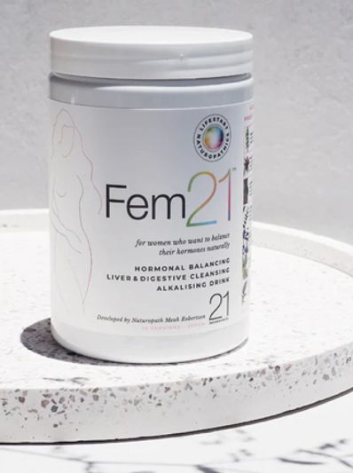 Fem 21 for women’s  hormones. Used for hot flushes, PMS, menstrual issues, gut health and skin 