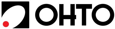 Minimalist logo with a black abstract shape and red dot alongside bold OHTO lettering.